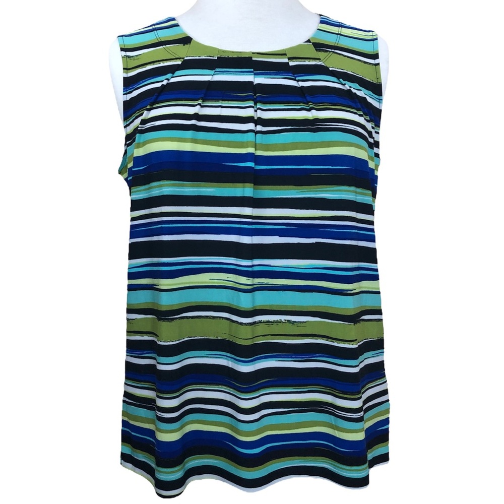 Black Label Sleeveless Multicolor Top Blouse Shirt Large